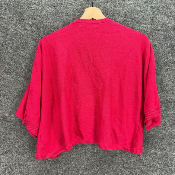 Woman Within Cardigan Women M Medium Pink Open Front 3/4 Sleeve Cotton Casual - Picture 2 of 7